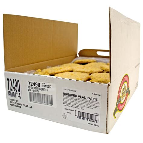 Kings Command Foods Fully Cooked Breaded Low Sodium Veal Patties