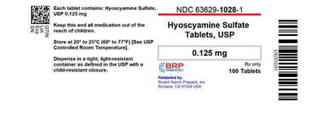 Hyoscyamine Sulfate Tablets Usp 0 125 Mgrx Only