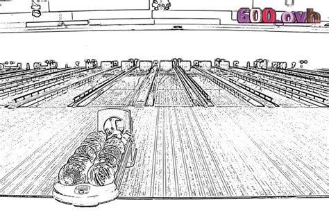 Coloriage Bowling réaliste dessin gratuit à imprimer