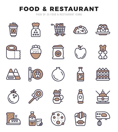 Premium Vector Food And Restaurant Icons Pack Two Color Icons Set