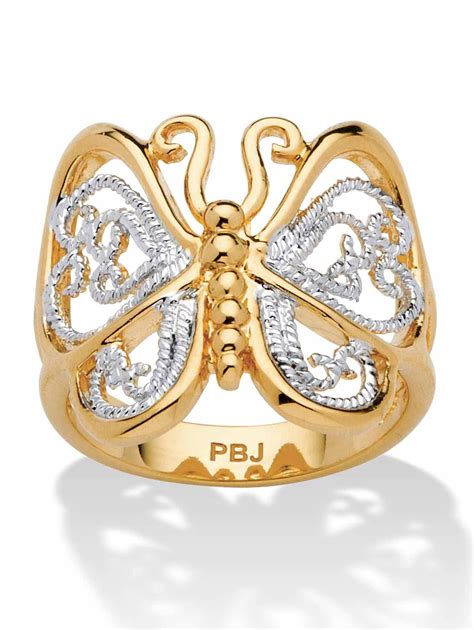 Palmbeach Jewelry Filigree Butterfly Ring In 18k Gold Plated