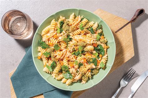 One Pot Parmesan Pulled Chicken Veggie Fusilli Recipe HelloFresh