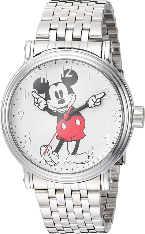 Disney Mickey Mouse Reloj analógico de cuarzo para adultos plateado