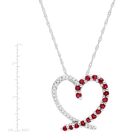 1/2 ct Natural Ruby Heart Pendant with Diamonds in 14K White Gold | 1/2 ...