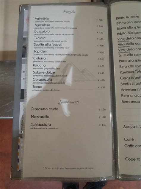 Menu Da Ristorante Pizzeria Le Piramidi Roncadelle Via Vittorio