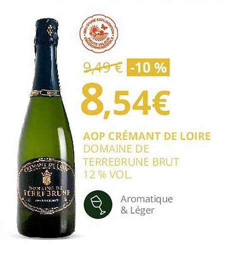 Promo Aop Crémant De Loire Domaine De Terrebrune Brut 12 Vol chez La