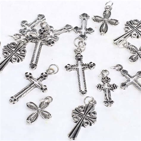 Assorted Silver Cross Charms Charms Pendants Jewelry Making