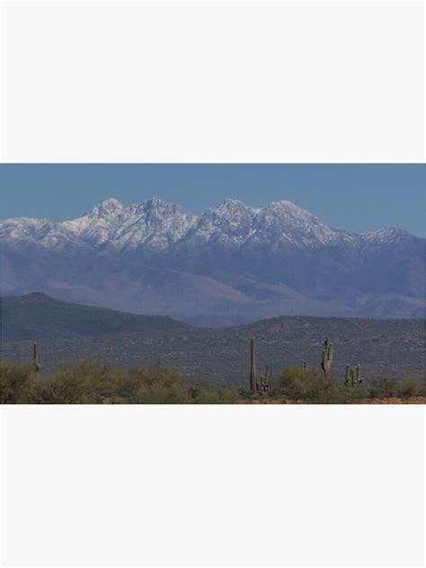 Snow Capped Four Peaks Arizona On Black Sticker For Sale By