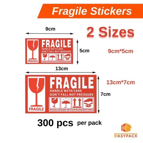 Easypack Fragile Pp Sticker 300pcs Fragile Sticker Warning Label