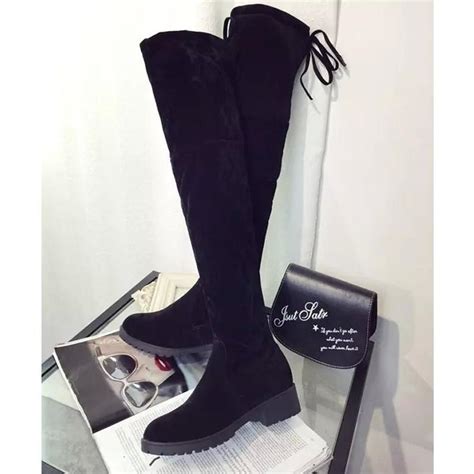 Newest Women S Fashion Sexy Flat Suede Over Knee Boot Lace Up Stretch Slim Thigh High Boots