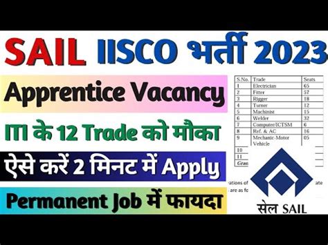 Sail Vacancy Sail Iisco Steel Plant Iti Pass Apprentice