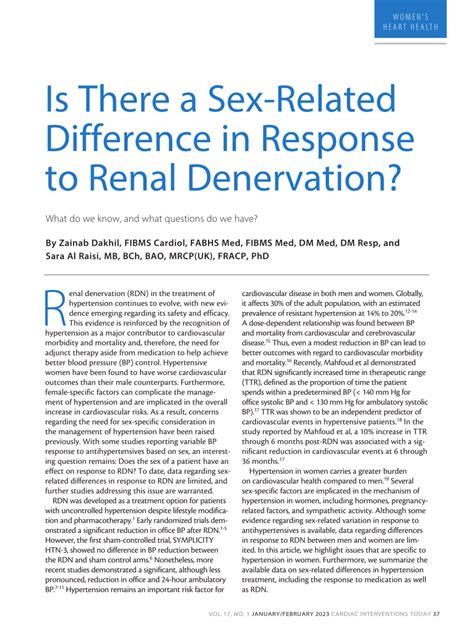 Pdf Is There A Sex Related Difference In Response To Renal Denervation