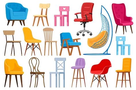 Premium Vector Cartoon Chairs Home Or Office Modern Chairs And Armchairs Interior Furniture