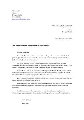 Lettre de motivation pour un stage dingénieur Exemples de CV