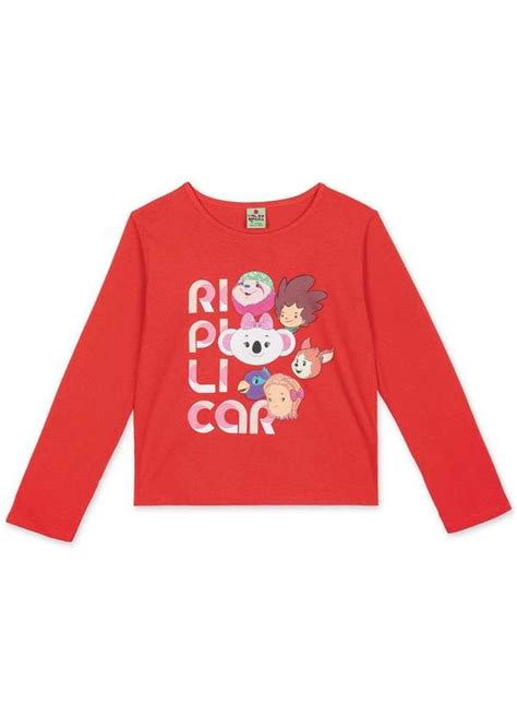 Blusa Infantil Menina Manga Longa Mundo Ripilica Vermelho Clube Marisol