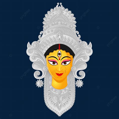 Silver Face Of Goddess Durga Shubh Navratri Festival Happy Dussehra And