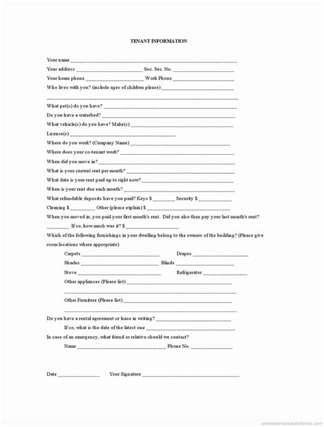 Property Management Forms Templates Awesome Printable Tenant