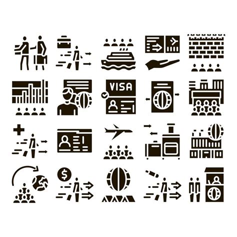 Immigration Refugee Glyph Set Vector 17500408 Vector Art At Vecteezy