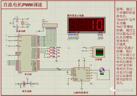 T23基于51单片机l298直流电机正反转及pwm调速控制proteus设计、keil程序工程、c语言，源码 Proteus单片机