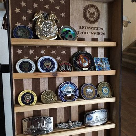 Wood American Flag Military Challenge Coin Display Holder Etsy