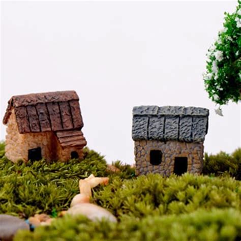 Supvox Pcs Miniature Fairy Garden Stone House Resin Village House