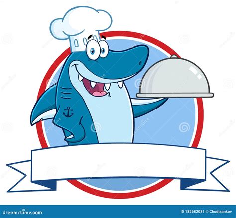 Personaje De Mascota De Dibujos Animados De Tiburón Azul Del Chef