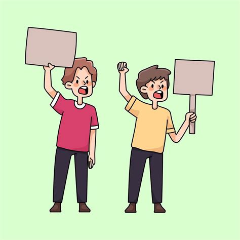 Gente Enojada Manifestando Protesta Ilustraci N De Dibujos Animados