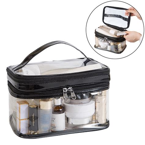 Clear Makeup Bag Wqfstore Double Layer Plastic Cosmetic Bag With Zipper Waterproof Toiletry