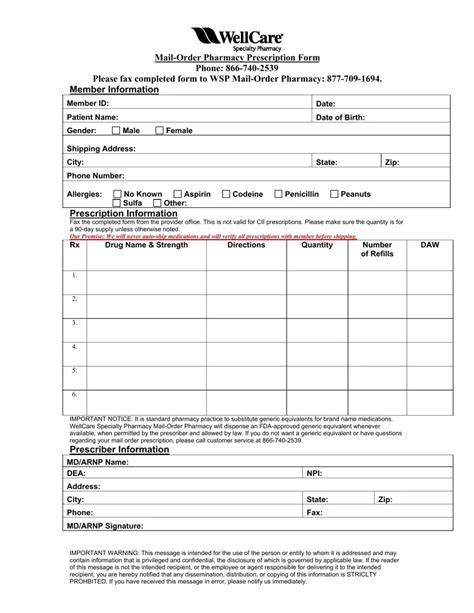 Pharmacy Prescription Form Fill Out Printable PDF Forms Online