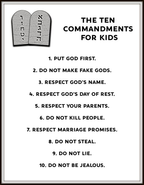 Crafts For The Ten Commandments