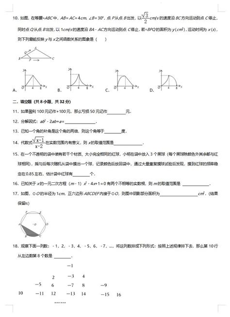 2023年甘肃张掖甘州中学九下期中数学试题图片版 2 初三数学 中考网