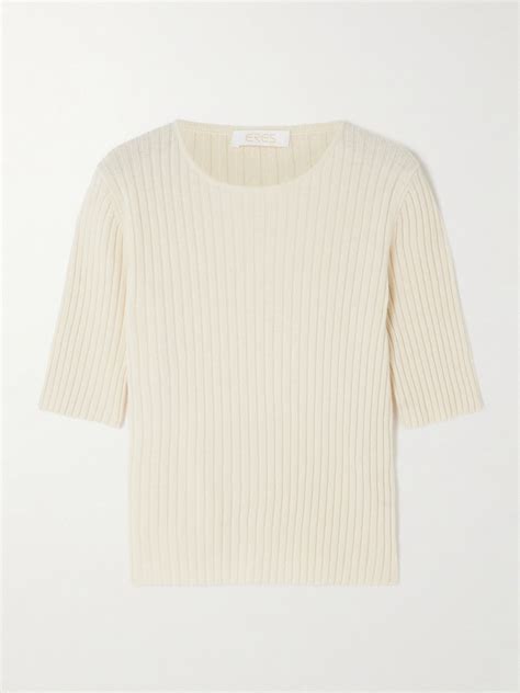 ERES Intime Ribbed Wool And Cashmere-Blend Top in Ivory | endource
