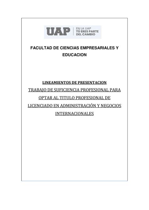 E P An Lineamiento De Presentacion De Trabajo De Suficiencia