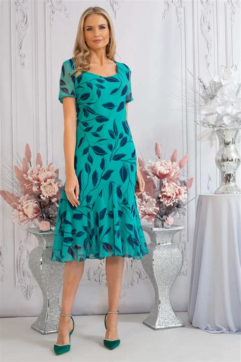 Julianna Floral Print Chiffon Dress In Jade Roman Originals Uk