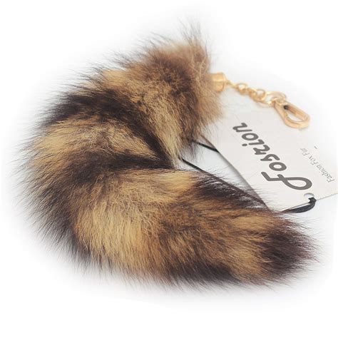 Snapklik Fosrion Real Fox Tail Fur Keychain Clasp Fashion Charm