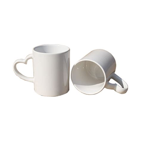 White Plain Sublimation Mug Heart Handle For Gifting Capacity 330 Ml