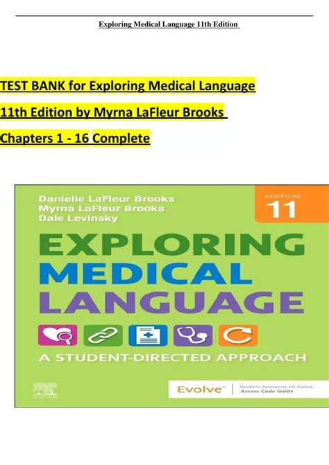 Exploring Medical Language 11th Edition Test Bank By Myrna Lafleur Brooks Verified Chapters 1