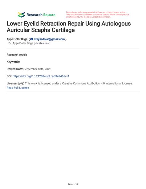 (PDF) Lower Eyelid Retraction Repair Using Autologous Auricular Scapha ...