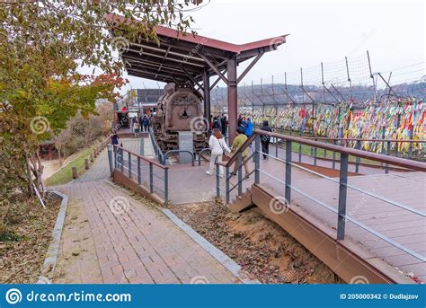 Imjingak Korea November 10 2019 View Of A Destroyed Locomotive At