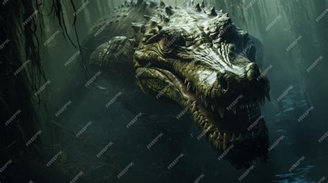 Premium AI Image | Underwater terrible alligator in the swamp