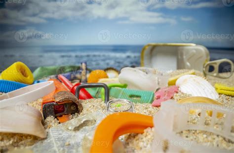 A beautiful beach covered with rubbish and trash 21794675 Stock Photo ...