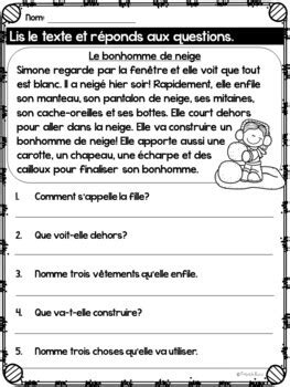 Lis Et R Ponds Textes Simples Et Questions French Simple Readers