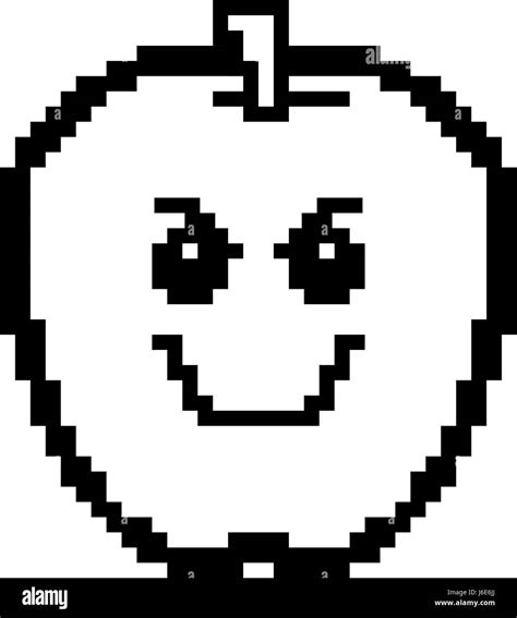 An Illustration Of An Apple Looking Evil In An 8 Bit Cartoon Style