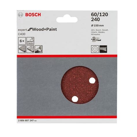 Bosch Assorted Grit 150mm Random Orbit Sanding Sheets Expert For Wood 6