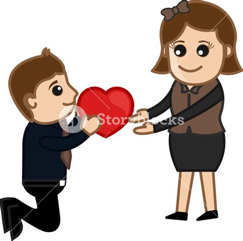 Proposing A Woman Cartoon Character Royalty Free Stock Image