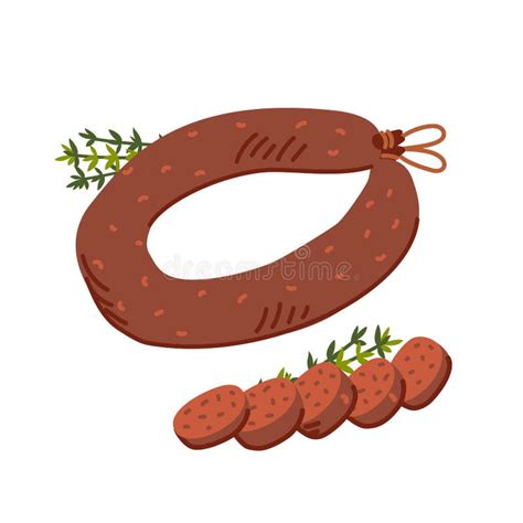 Kielbasa Sausage Meat Delicatessen On White Background Slices Of