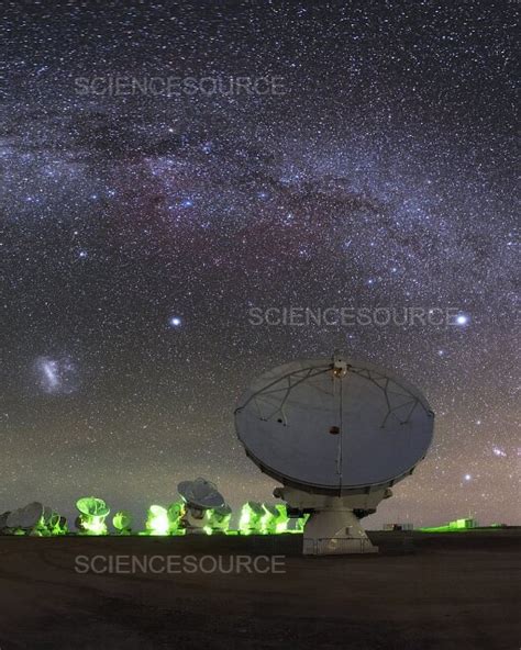 Photograph Night Sky Above ALMA Radio Telescopes Science Source Images