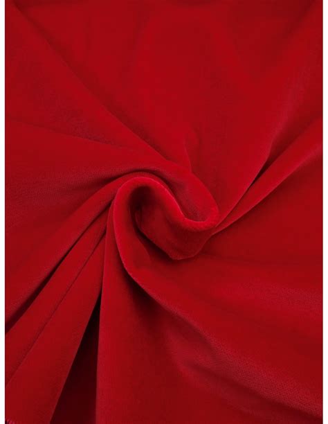 Tissu Velours Lisse Rouge Vif