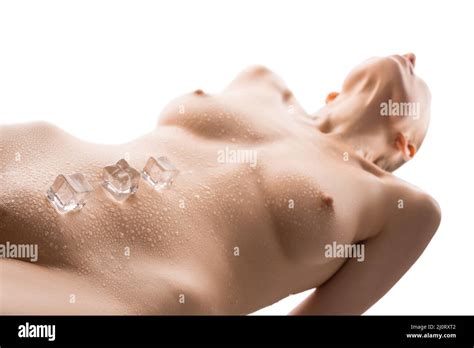Alluring Nude Woman With Ice On Belly Stock Photo Alamy