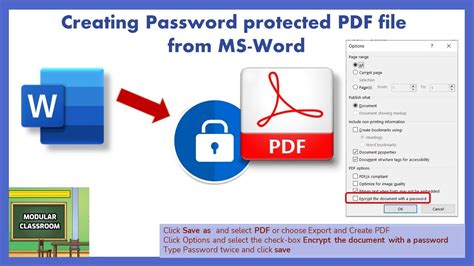 Creating Password Protected Pdf File From Ms Word Youtube